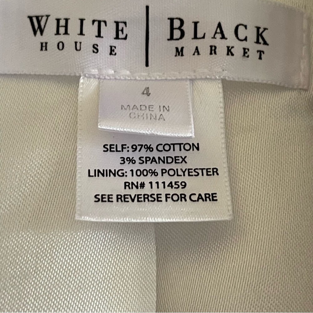 WHBM White semi-distressed cotton blazer jacket with eyelet trim size 4 - Picture 17 of 17